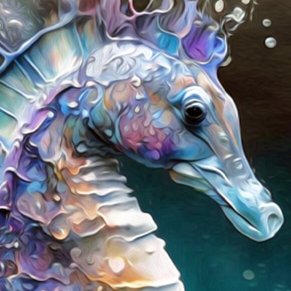 11x14 Seahorse Fish Aquatic Sealife Watercolor Oil Painting Fantasy Art Print - Picture 5 of 6